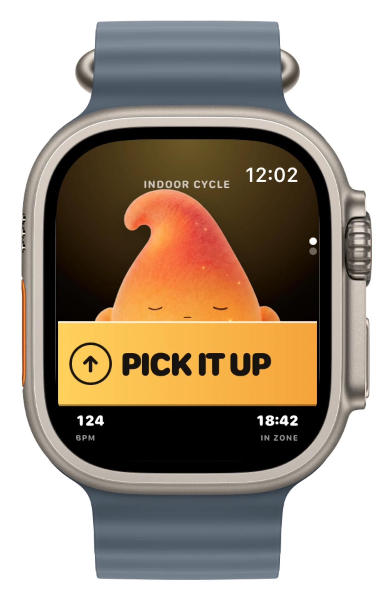 Base Watch workout: Pick It Up, 124 BPM, below the demo zone range